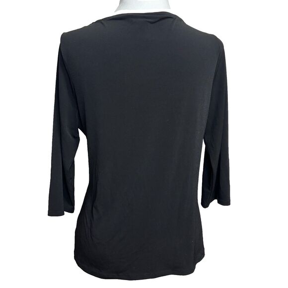George Faux Wrap Blouse Womens L Black Twist Front Y2K Career Evening Out - Picture 3 of 9